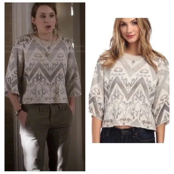 Free People Superstar Cropped Aztec Dolman Sleeve Wool Blend Sweater Size Small - Picture 1 of 11